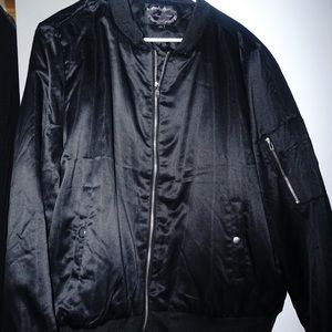 Plus size black bomber jacket